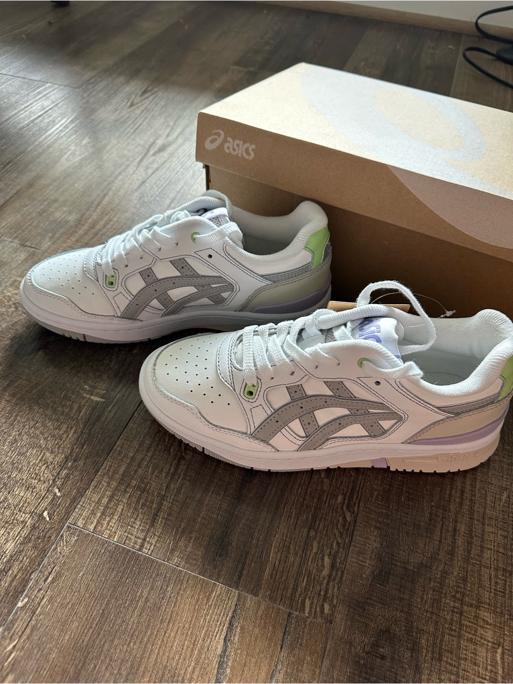 ASICS White Sneakers with Silver Logos & Lime Accents - Picture 3 of 11